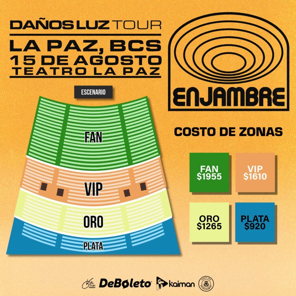 Mapa de zonas y precios Enjambre Teatro La Paz