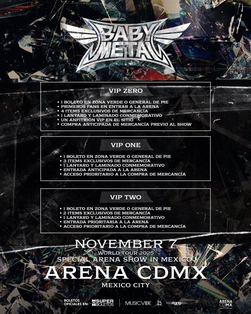 PAQUETES VIP BABY METAL ARENA CDMX 2025