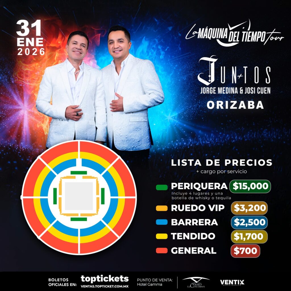 MAPA DE PRECIOS JORGE MEDINA Y JOSI CUEN ORIZABA 2026 COLISEO LA CONCORDIA
