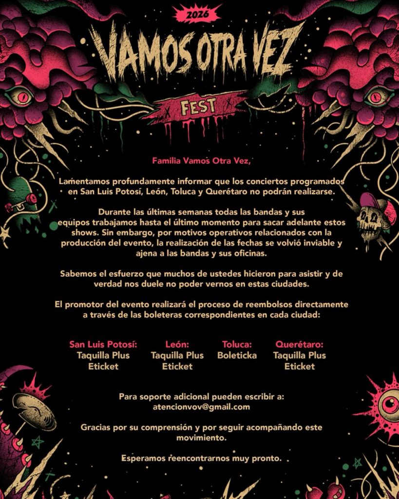 EVENTO CANCELADO VAMOS OTRA VEZ FEST 2026