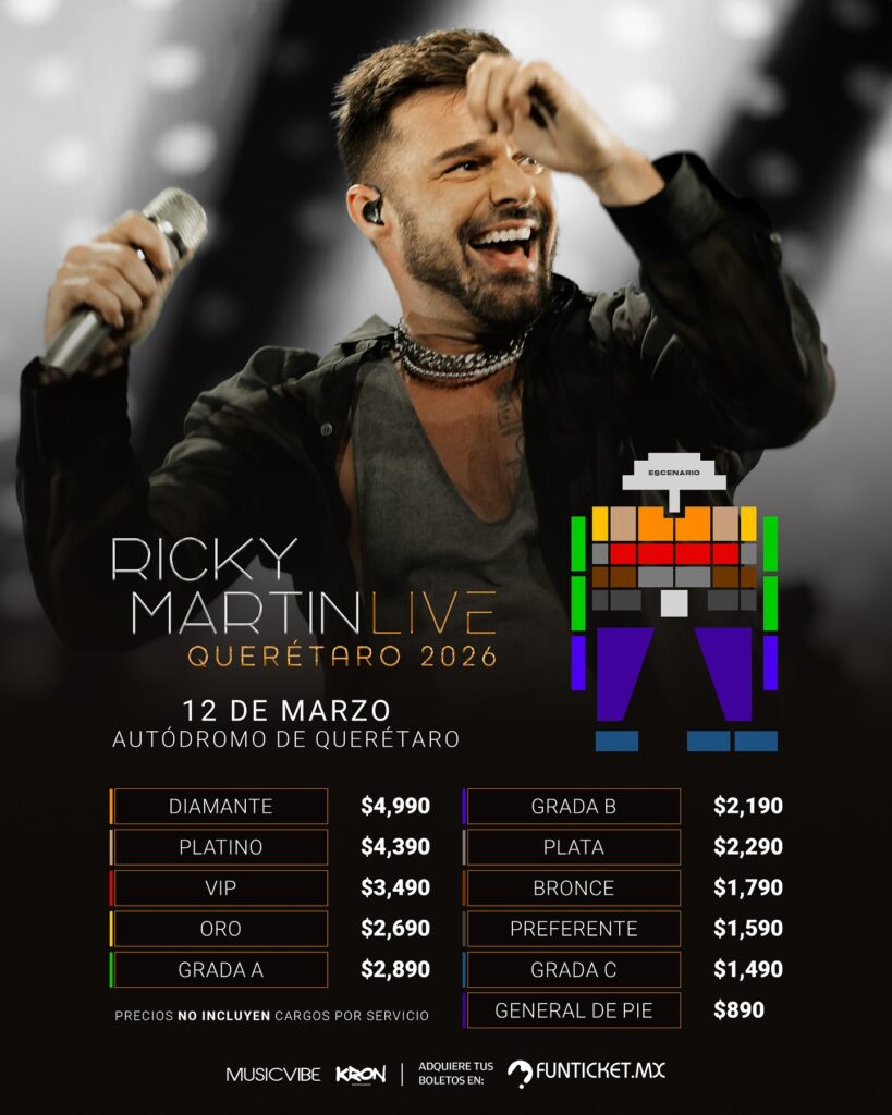 MAPA DE PRECIOS RICKY MARTIN QUERETARO 2026