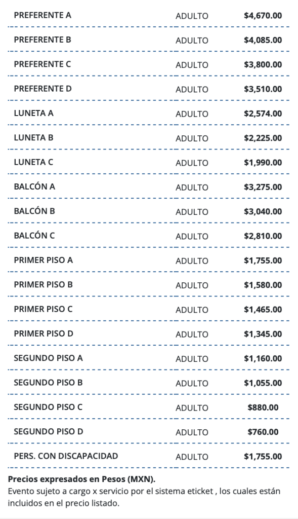 PRECIOS CRISTIAN CASTRO CDMX 2026 AUDITORIO NACIONAL
