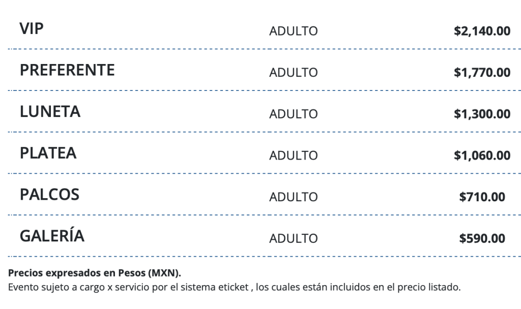 PRECIOS ED MAVERICK PUEBLA AUDITORIO CCU