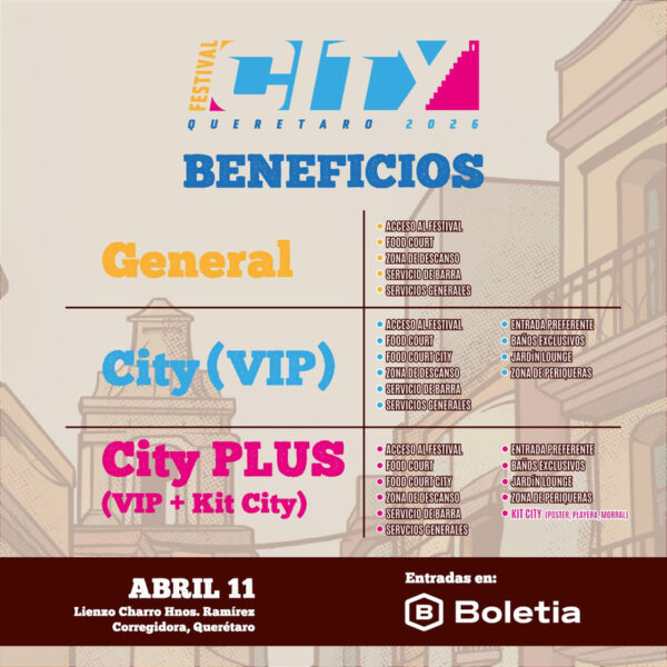 BENEFICIOS POR TIPO DE BOLETO FESTIVAL CITY 2026