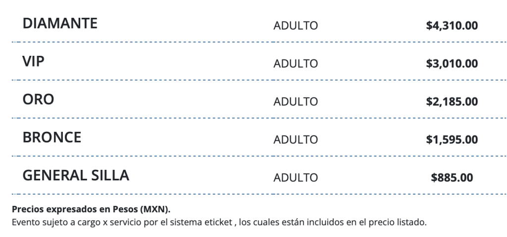 PRECIOS CRISTIAN CASTRO QUERÉTARO 2026 PROVINCIA JURIQUILLA