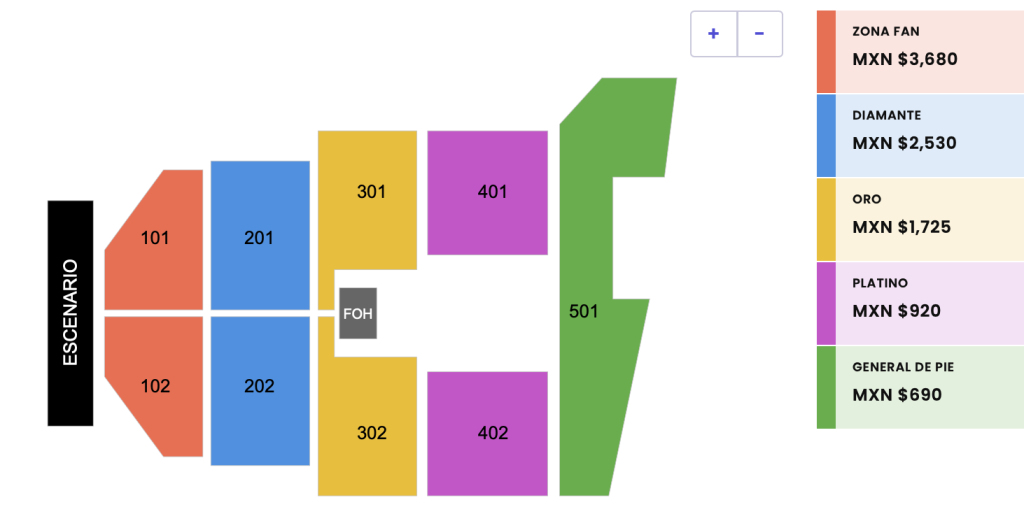 MAPA DE PRECIOS JORGE MEDINA Y JOSI CUEN LOS CABOS 2026 EXPLANADA MADCONS