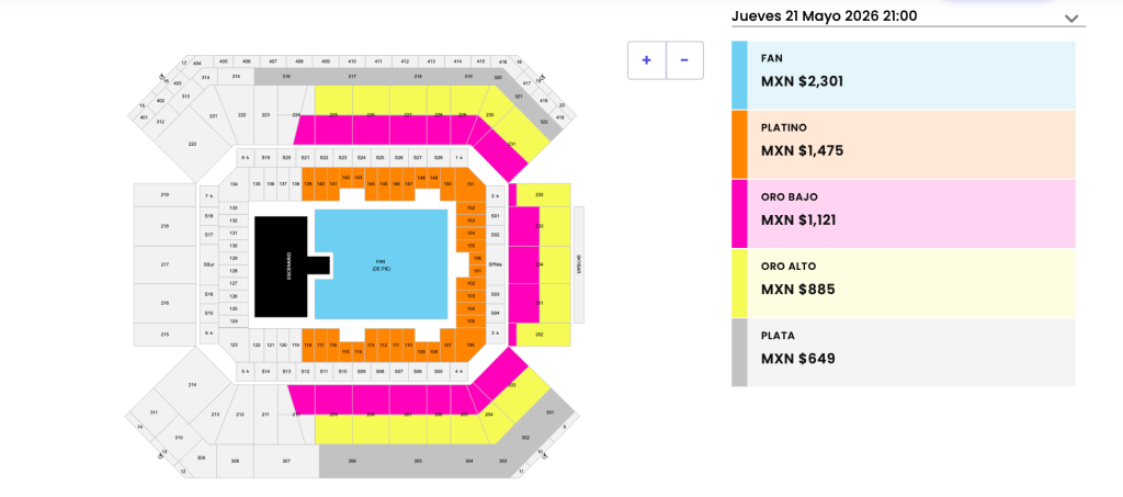 MAPA DE PRECIOS HUMBE ACAPULCO 2026 ARENA GNP SEGUROS