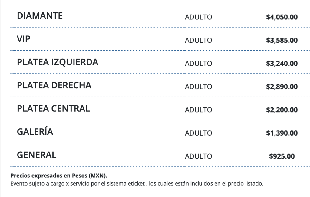 PRECIOS MIJARES SINFÓNICO LEÓN 2026 DOMO DE LA FERIA