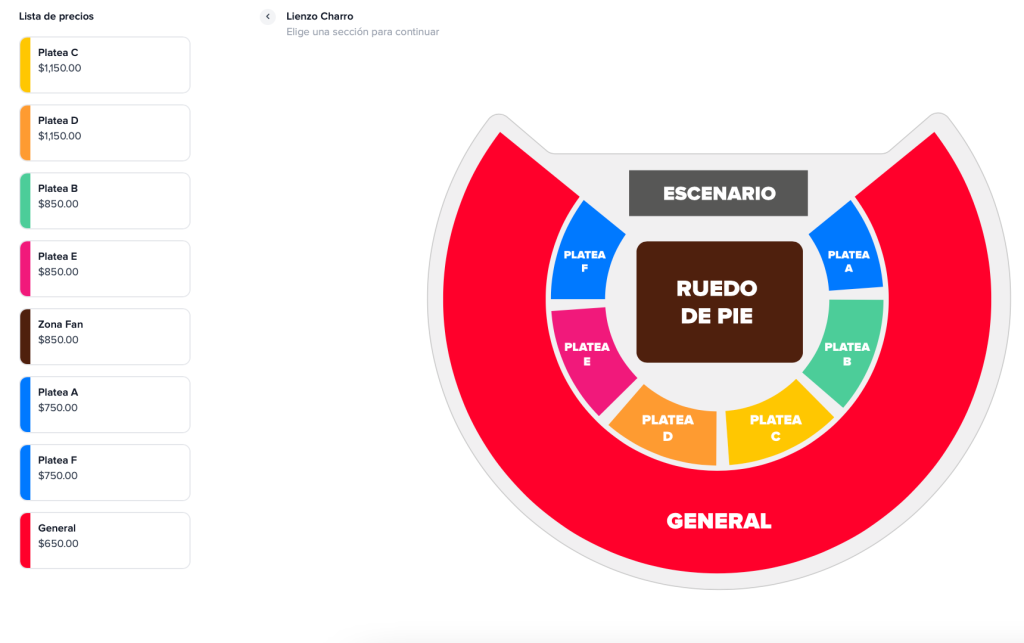 MAPA DE PRECIOS JULIETA VENEGAS JUÁREZ 2026 LIENZO CHARRO