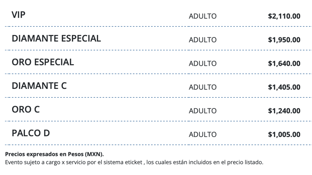 PRECIOS KENIA OS OAXACA 2026 AUDITORIO GUELAGUETZA