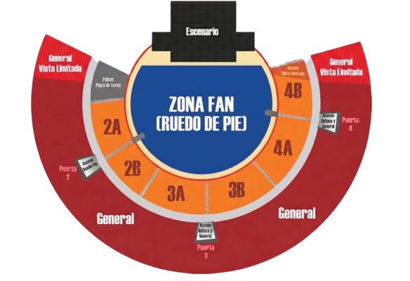 MAPA MYKE TOWERS CANCÚN 2026 PLAZA DE TOROS