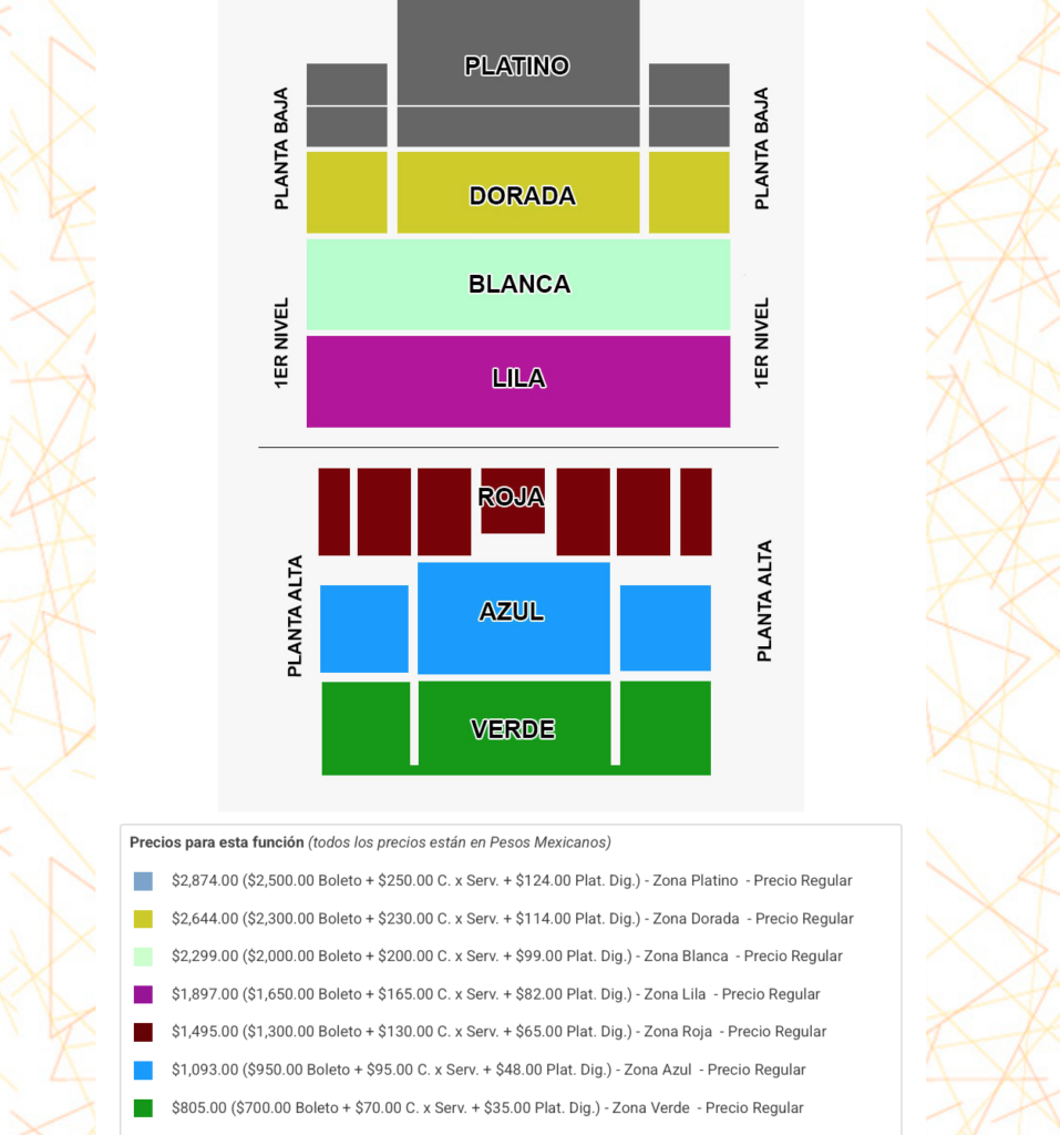 MAPA DE PRECIOS TATU MÉRIDA 2026 AUDITORIO COCA COLA LA ISLA
