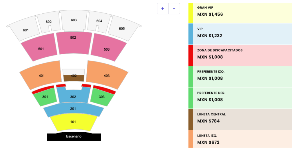 MAPA DE PRECIOS INSPECTOR PUEBLA 2026 AUDITORIO METROPOLITANO