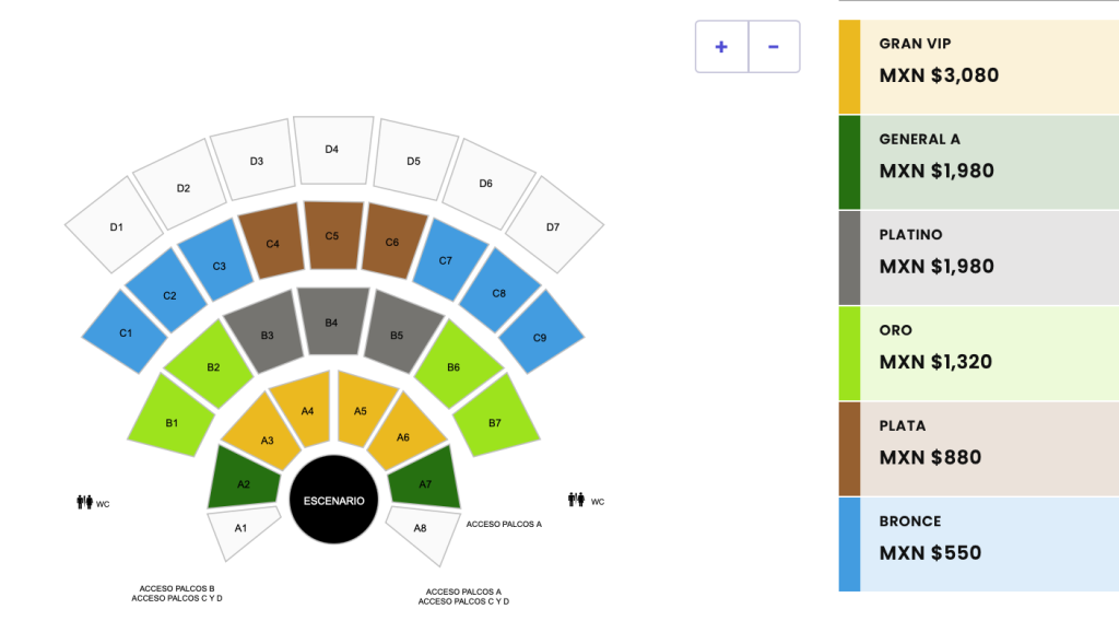 MAPA DE PRECIOS XAVI OAXACA 2026 AUDITORIO GUELAGUETZA
