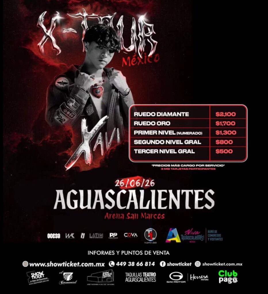 MAPA DE PRECIOS XAVI AGUASCALIENTES 2026 ARENA SAN MARCOS
