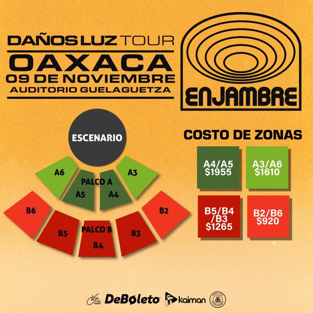 Mapa de Zonas y precios Enjambre Auditorio Guelaguetza