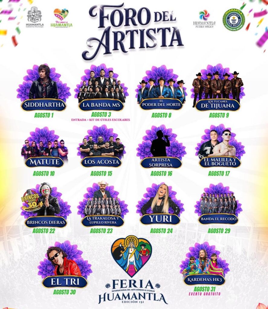 CARTELERA FERIA HUAMANTLA 2025