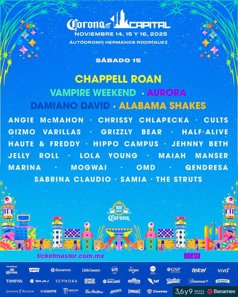 LINE UP POR DÍA CORONA CAPITAL 2025