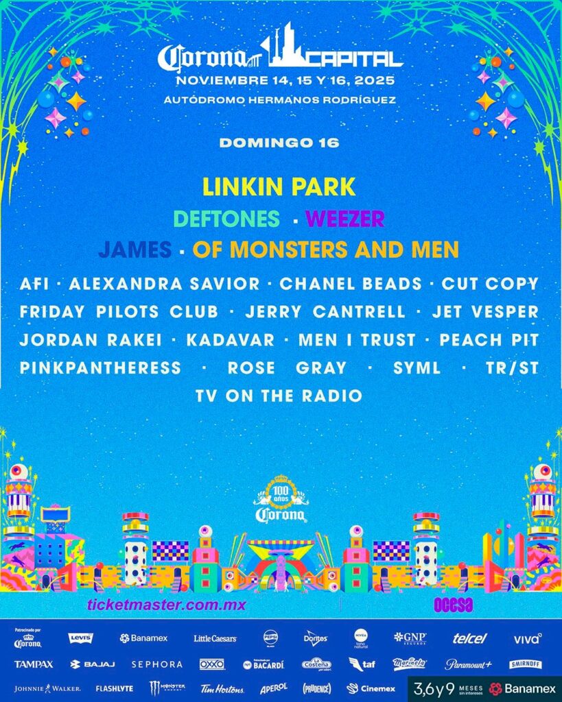 LINE UP POR DÍA CORONA CAPITAL 2025 