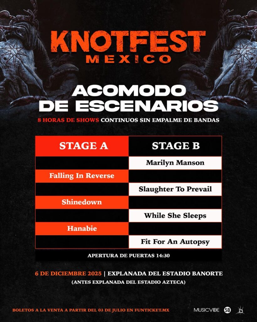 LINE UP POR ESCENARIOS KNOTFEST MÉXICO2025