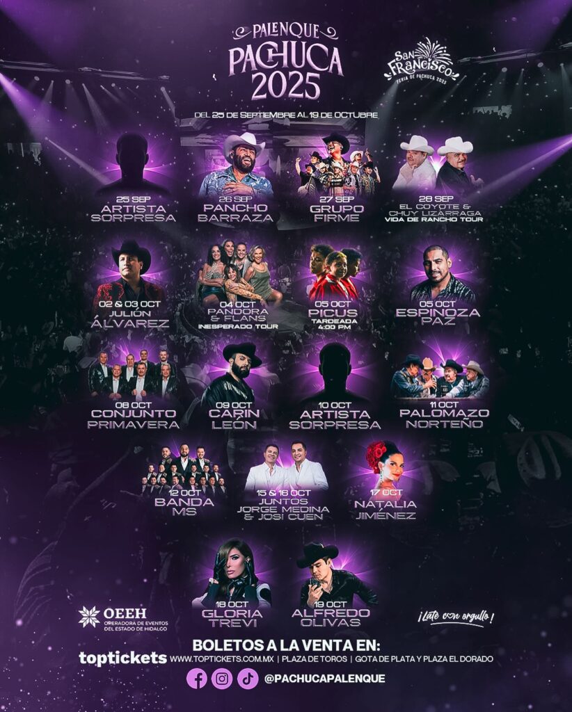 CARTELERA PALENQUE PACHUCA 2025