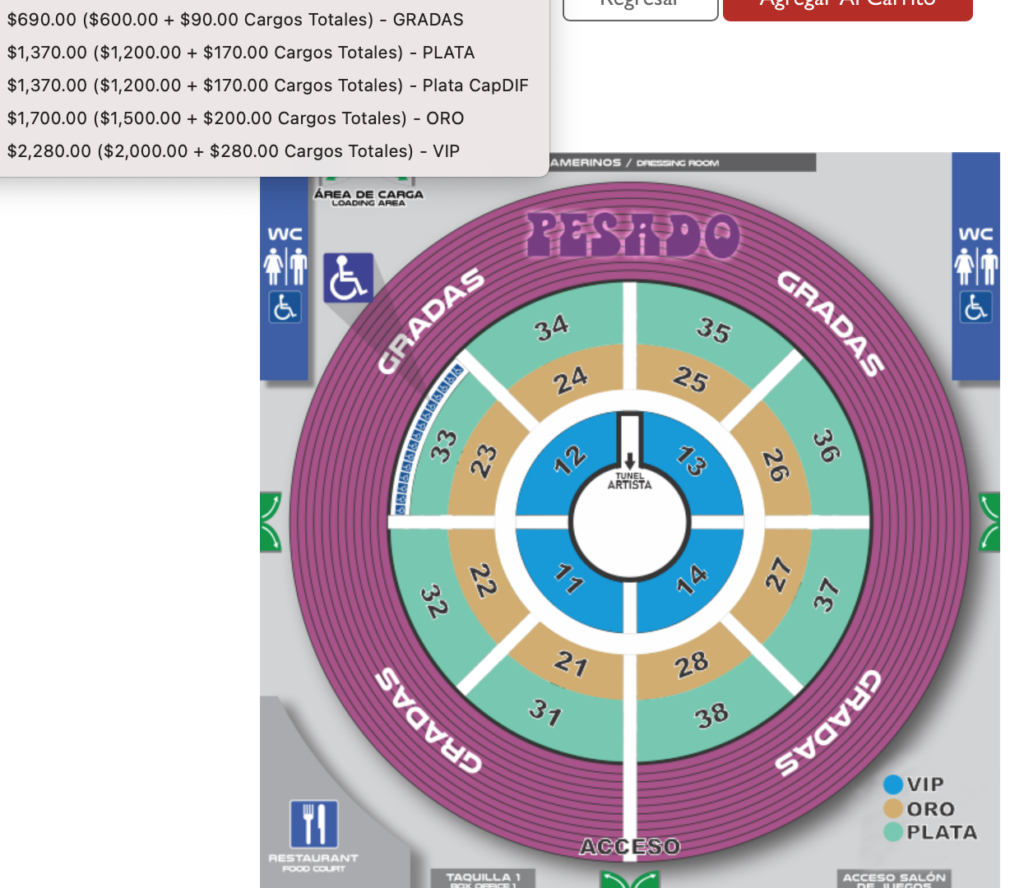 MAPA DE PRECIOS PESADO PALENQUE GÓMEZ PALACIO 2026