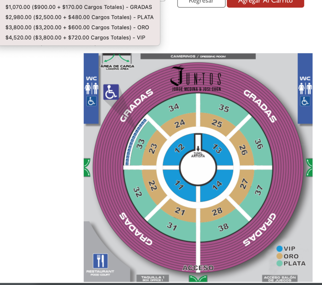 mapa de precios JORGE MEDINA Y JOSI CUEN PALENQUE GÓMEZ PALACIO 2026