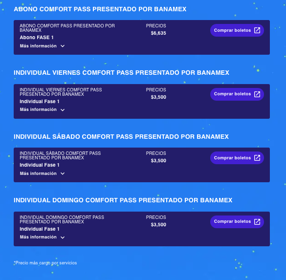 PRECIOS CORONA CAPITAL 2025 