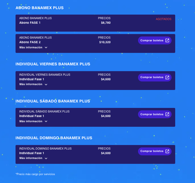 PRECIOS CORONA CAPITAL 2025 