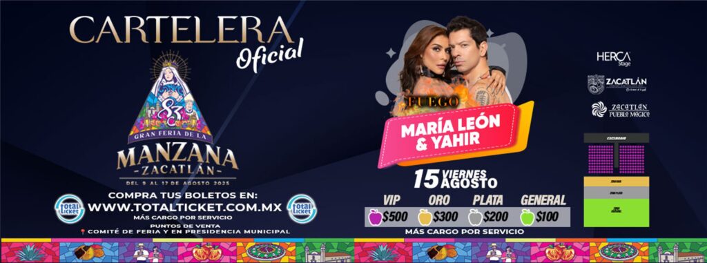 MAPA Y PRECIOS MARÍA LEÓN Y YAHIR FERIA DE LA MANZANA ZACATLÁN