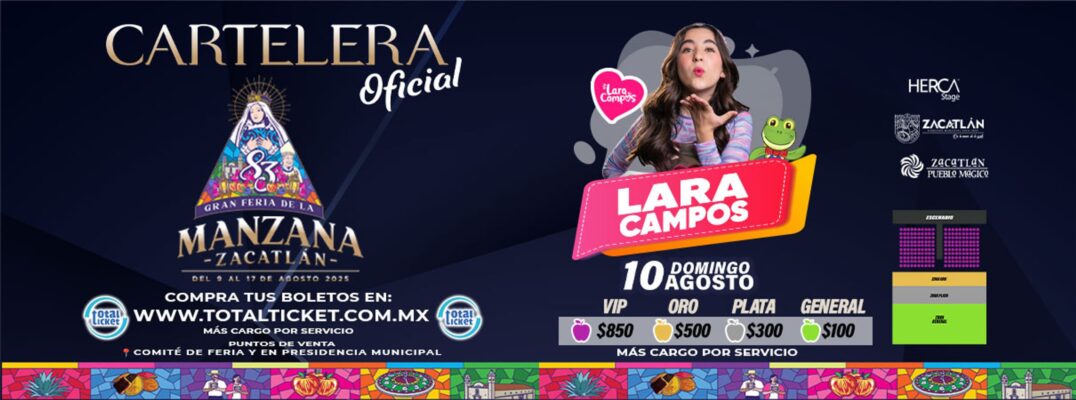 MAPA Y PRECIOS LARA CAMPOS FERIA DE LA MANZANA ZACATLÁN