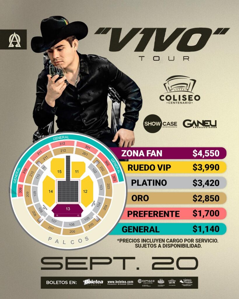 Mapa de Zonas y Precios Alfredo Olivas Coliseo Centenario