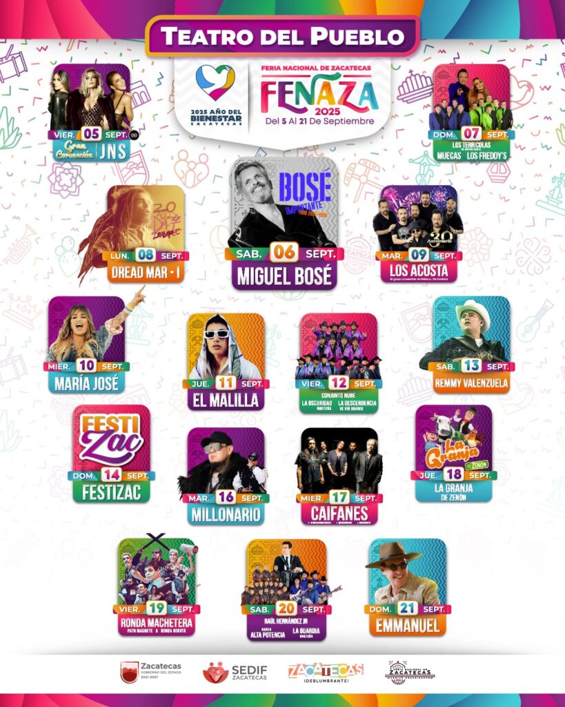 CARTELERA FERIA NACIONAL ZACATECAS 2025