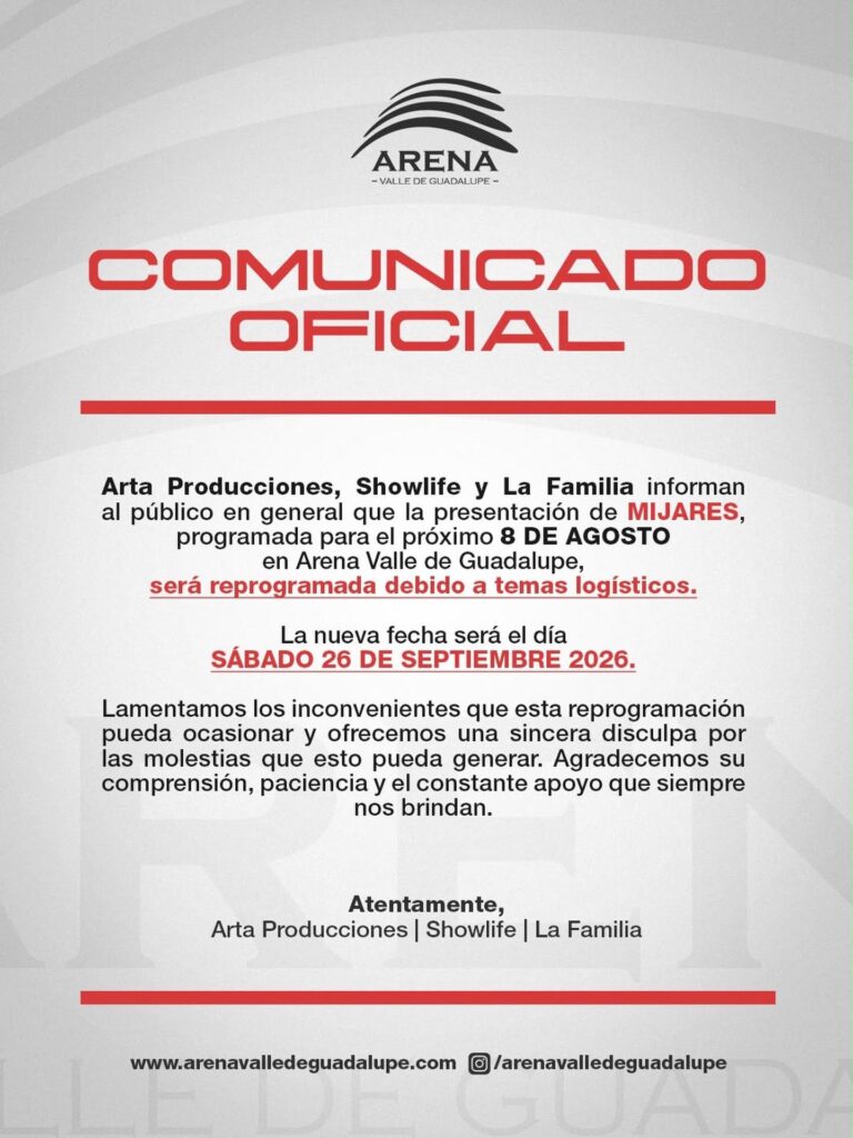 NUEVA FECHA MIJARES SINFÓNICO ENSENADA 2026 ARENA VALLE DE GUADALUPE