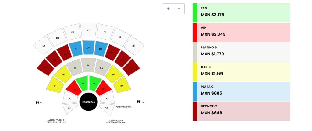 MAPA DE PRECIOS HUMBE OAXACA 2026 AUDITORIO GUELAGUETZA