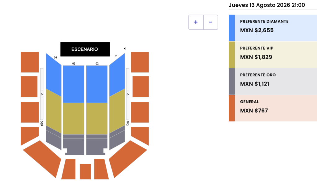 MAPA DE PRECIOS KAPO QUERÉTARO 2026 AUDITORIO JOSEFA ORTÍZ