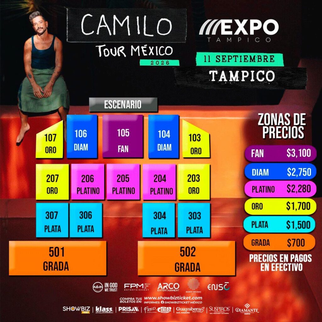 MAPA DE PRECIOS CAMILO TAMPICO 2026 EXPO TAMPICO