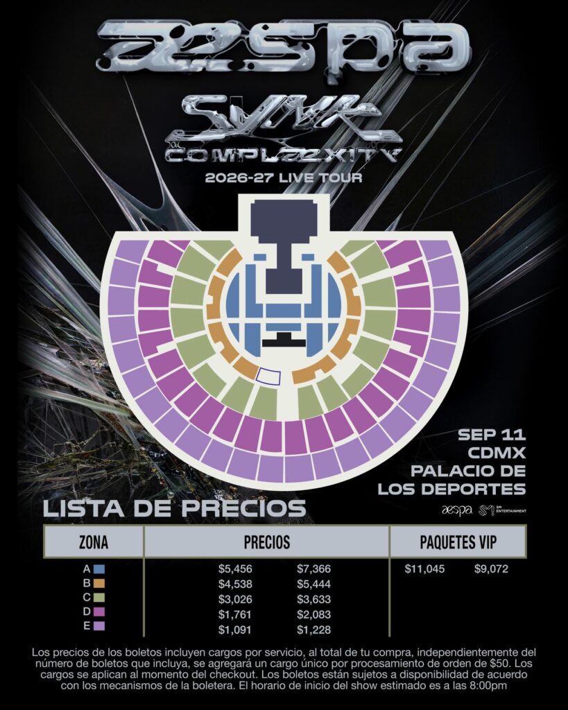 MAPA DE PRECIOS AESPA CDMX 2026 PALACIO DE LOS DEPORTES