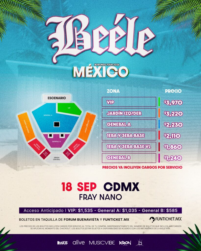 MAPA DE PRECIOS BEÉLE CDMX 2026 ESTADIO FRAY NANO