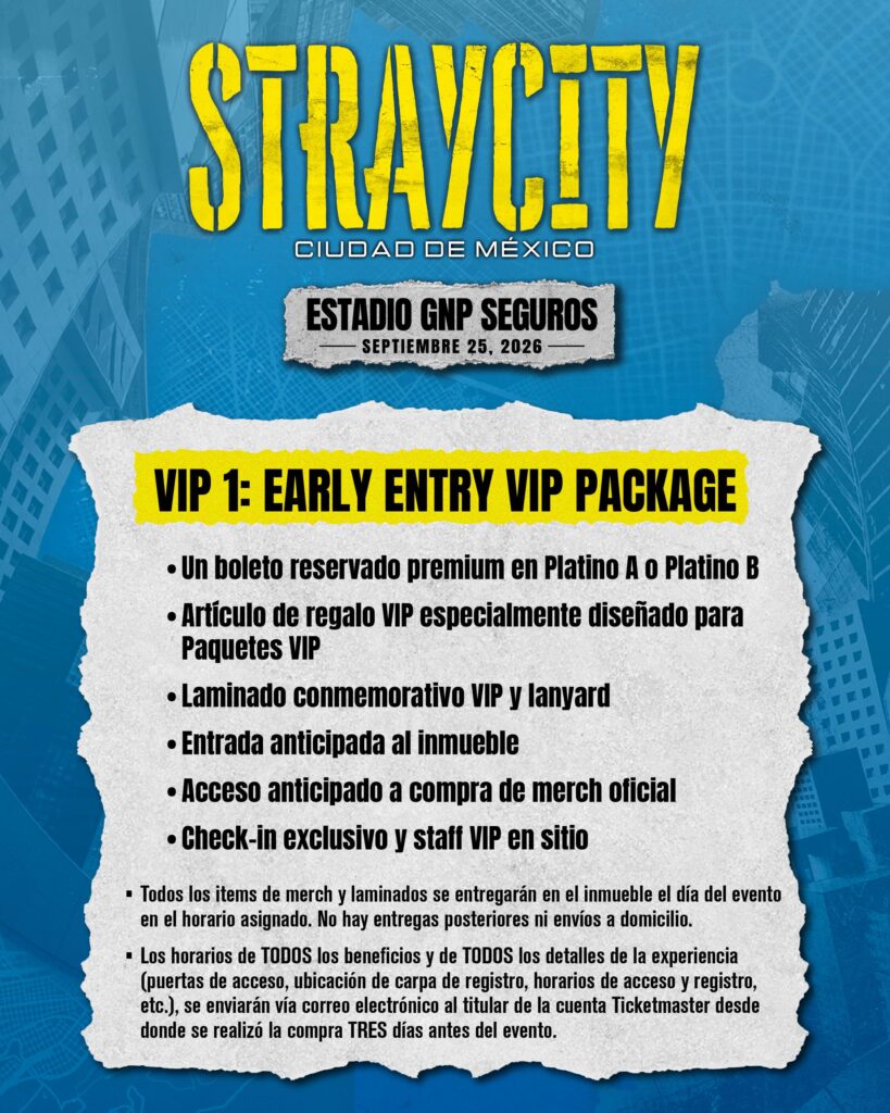 PAQUETES VIP STRAY KIDS CDMX 2026 ESTADIO GNP SEGUROS