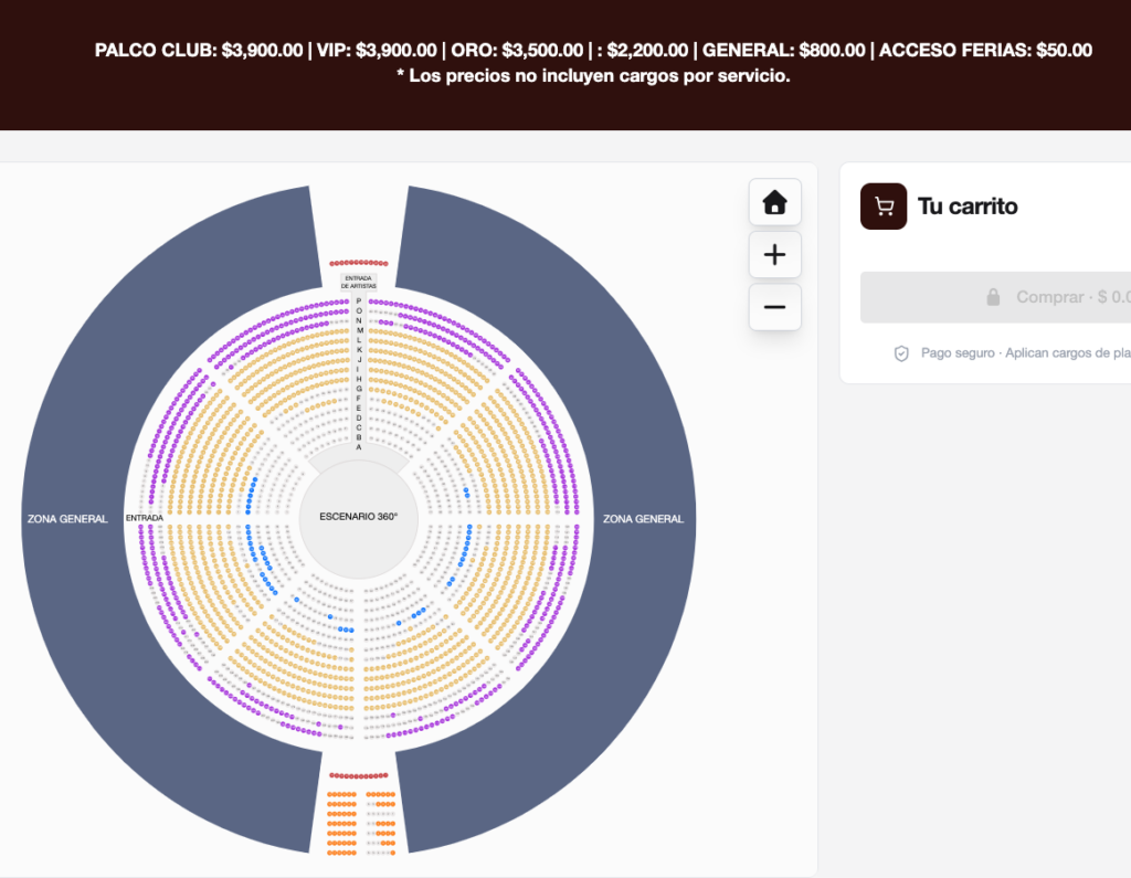MAPA DE PRECIOS PALOMAZO NORTEÑO PALENQUE FERIA TIJUANA 2026