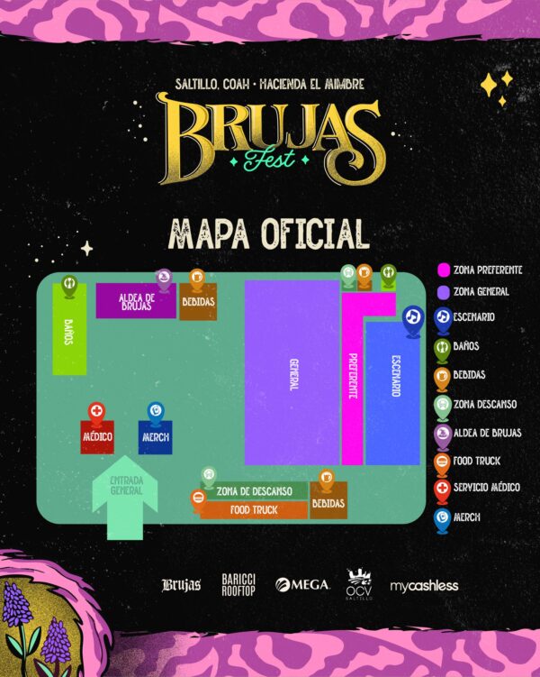 MAPA BRUJAS FEST 2025 EN SALTILLO