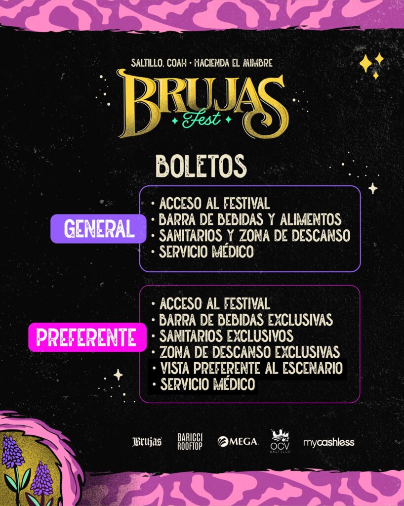 BENEFICIOS BOLETOS BRUJAS FEST 2025 EN SALTILLO