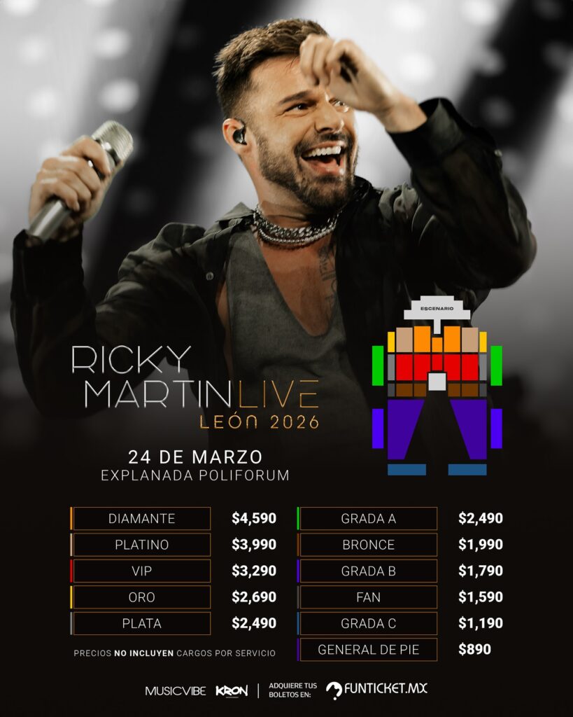 MAPA DE PRECIOS RICKY MARTIN LEON 2026