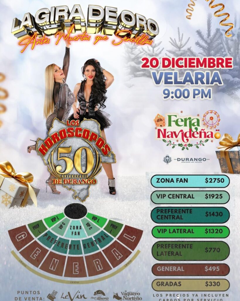 MAPA DE PRECIOS LOS HORÓSCOPOS DE DURANGO 2025 FERIA DURANGO