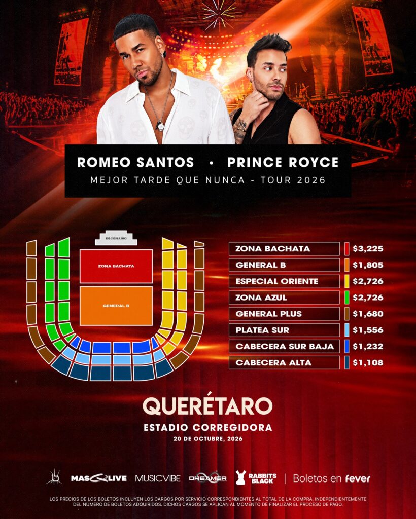 ROMEO SANTOS Y PRINCE ROYCE QUERÉTARO 2026 ESTADIO CORREGIDORA