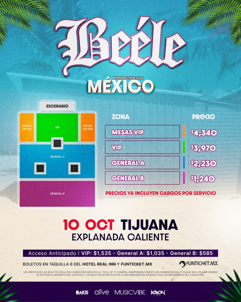 MAPA DE PRECIOS BEÉLE TIJUANA 2026 EXPLANADA CALIENTE