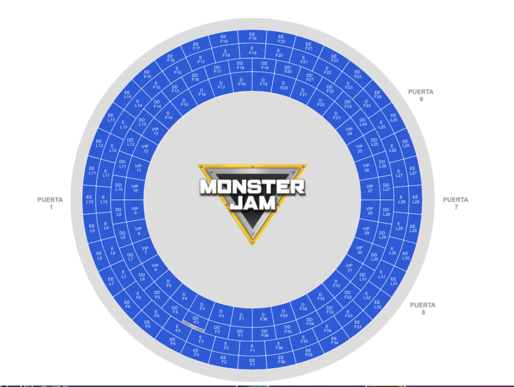 MAPA MONSTER JAM CDMX 2026 PALACIO DE LOS DEPORTES