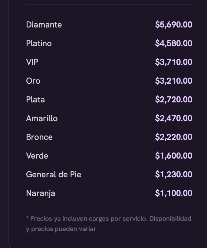 PRECIOS RICKY MARTIN PUEBLA 2026 ESTADIO HERMANOS SERDÁN