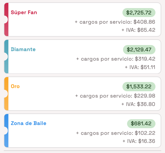 PRECIOS BANDA MS LEÓN 2026 VELARIA DE LA FERIA